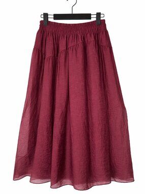 Smocked Waist Midi Skirt
